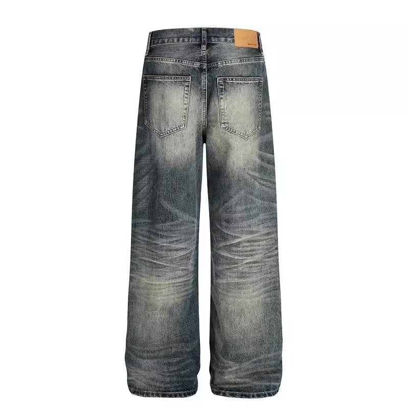 Unisex Retro Washed Distressed Whiskered Jeans 2025 Loose Wide Leg Midweight Straight Pants Versatile Trousers for All_mkmklike.com