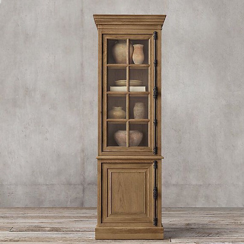 American retro bookcase solid wood North American oak floor bookcase living room display cabinet with glass sliding door combination cabinet American retro bookcase solid wood North American oak floor bookcase living room display cabinet with glass sliding door combination cabinet