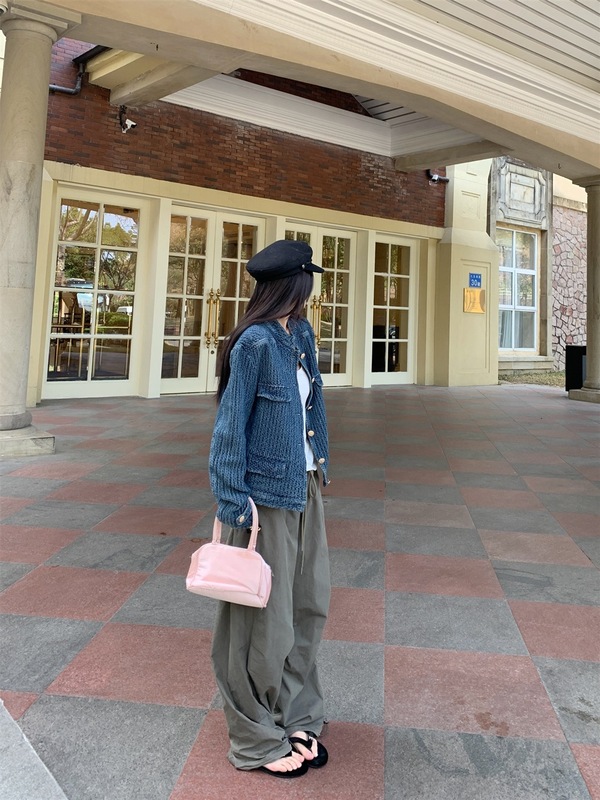 牛仔小香风外套女装秋季宽松小众肌理感立领蓝色夹克百搭气质上衣|undefined