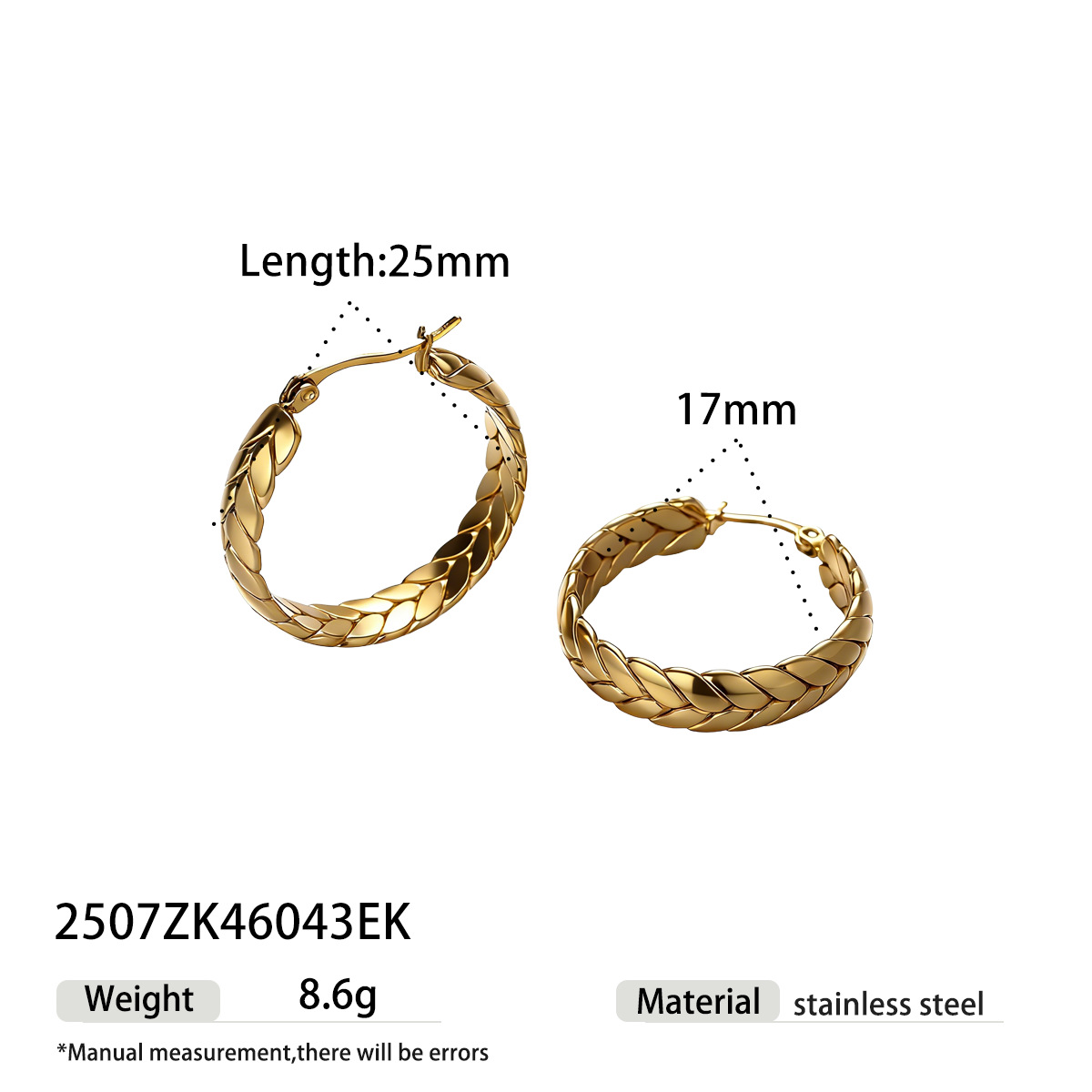 TENA europa y americana pendientes de acero inoxidable temperamento de alta calidad trenzado galvanizado de oro de titanio de 18k inserciones de joyería transfronteriza