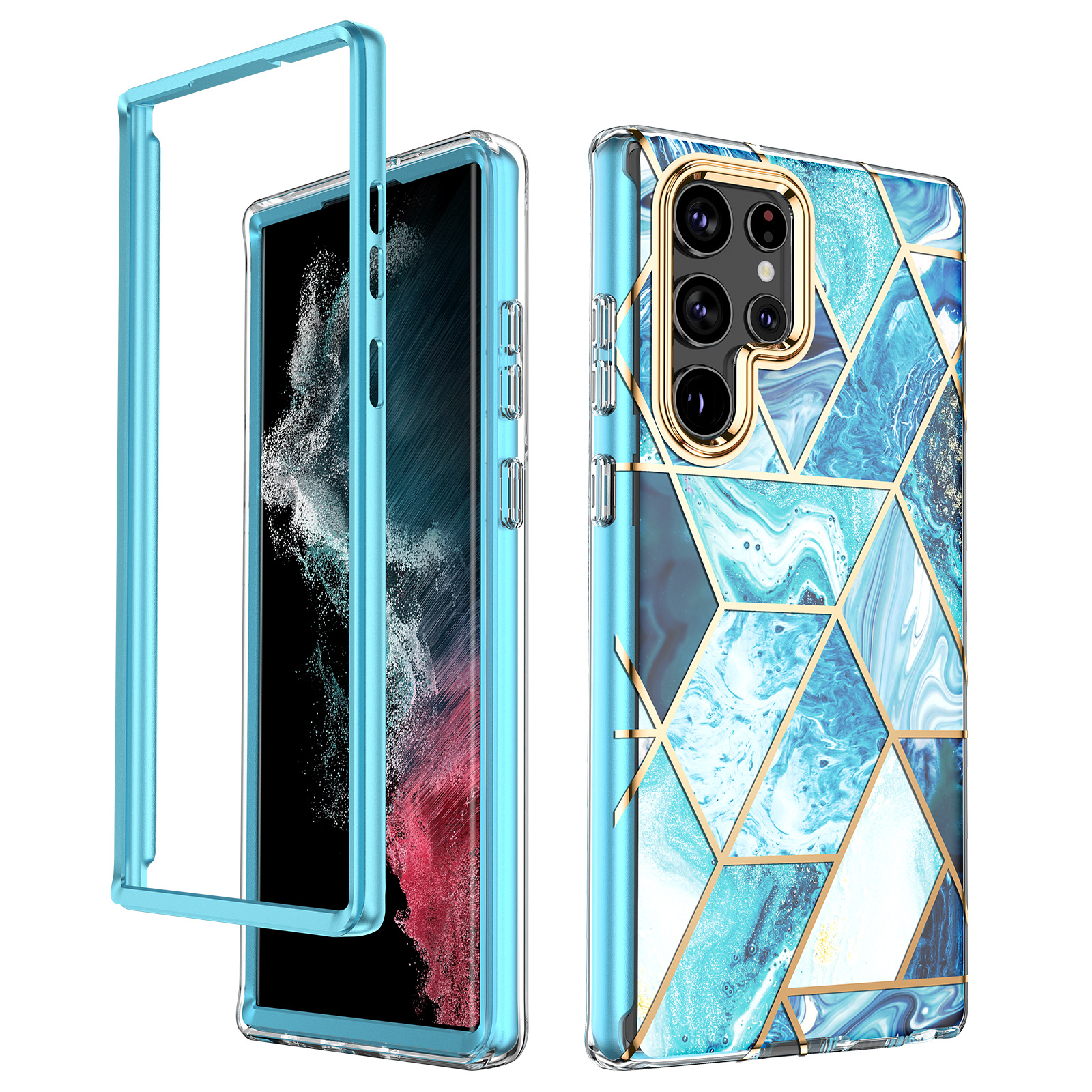 Shockproof Marble Phone Case For Samsung S24 And S23 Ultra Pink_voghion.com