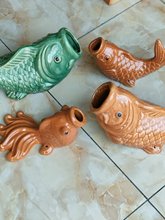 陶瓷金鱼出水口鱼嘴排水口鲤鱼阳台装饰鱼吐水鱼屋顶排水喷水佛山