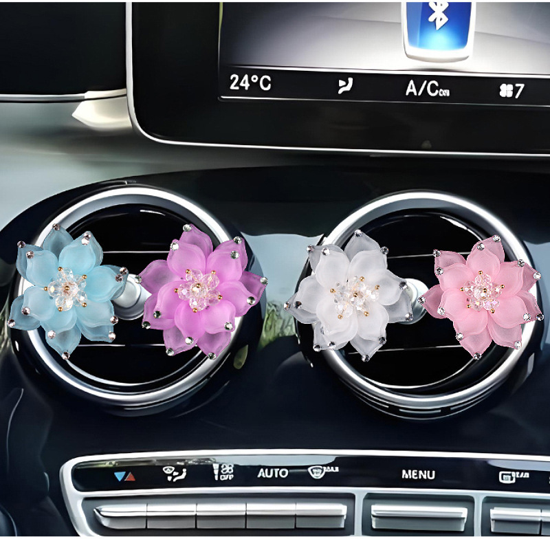 Adornos de automóviles transfronterizos, accesorios interiores, salida de aire de automóvil, clip de fragancia sólida de aromaterapia, Sra. Lotus, fragancia ligera de larga duración