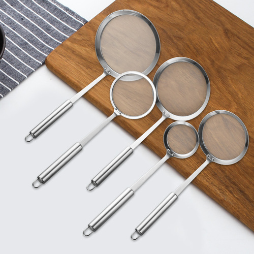 304 stainless steel oil skimming spoon oil grid long handle encrypted mesh drain juice soy milk filter hot pot colander fishing oil spoon