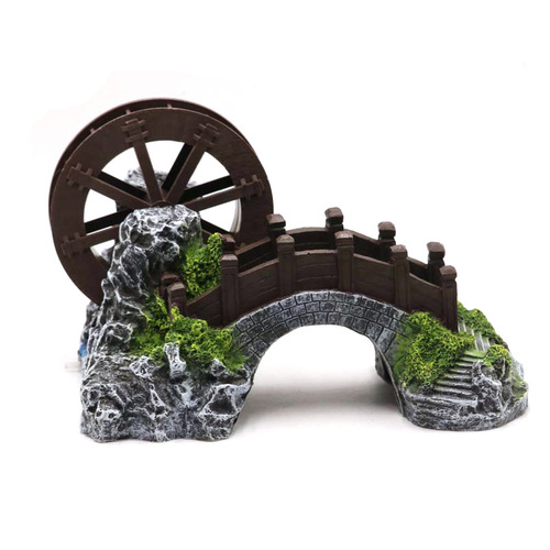 Fish tank water wheel with rotating windmill water wheel oxygen pump for landscape, decorative rockery stones, ornaments, adding oxygen bubbles