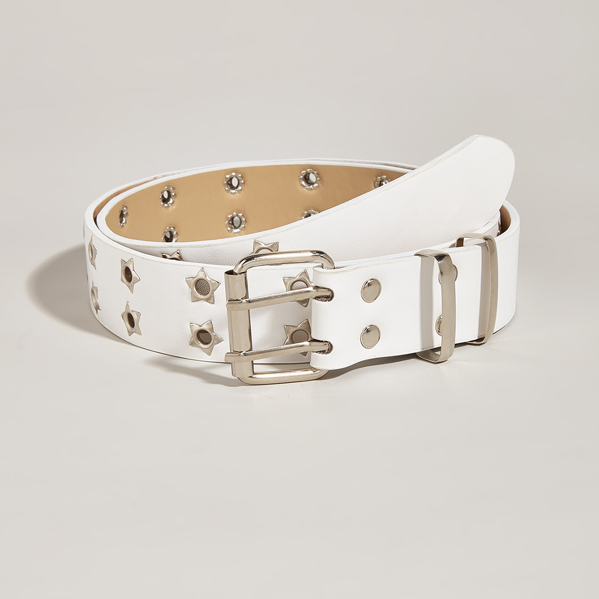 Ceinture à Double boutonnage en forme d'étoile de Style Punk, jean de Style coréen, pantalon décoratif à la mode, ceinture à œillets, cadeau tendance pour hommes_voghion.com
