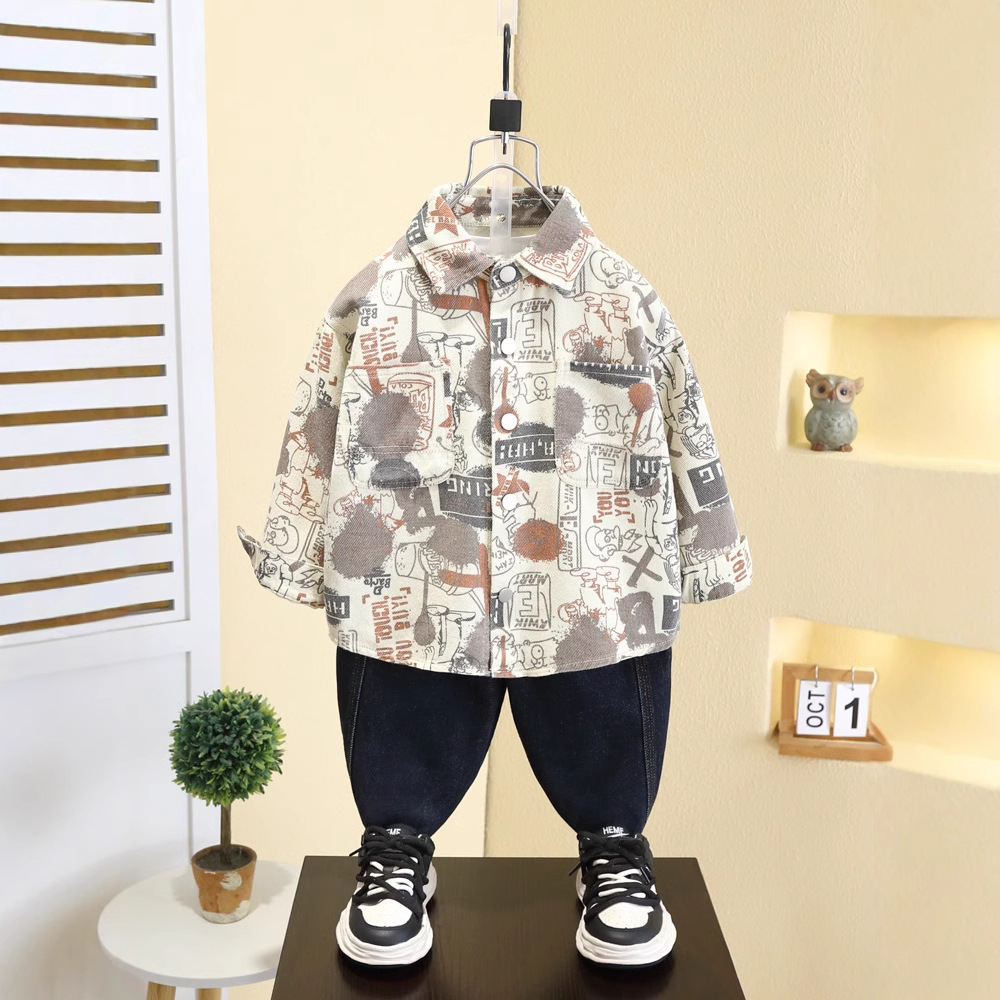 7567 camisas para niños modelos de primavera y otoño 2025 nuevos abrigos de primavera para niños ropa de estilo occidental para niños camisas delgadas