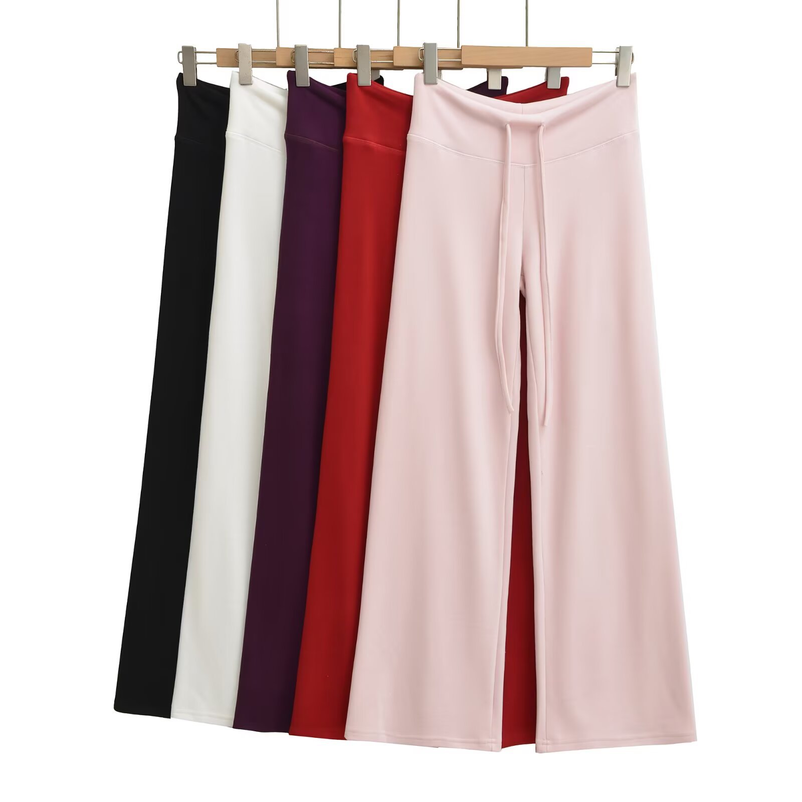 Ry25229-25 Autum New European and American Style Drawstring Warm Yoga Pants Straight Wide Leg Pants Sports Casual Pants