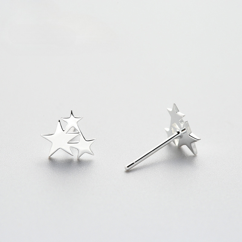 Sterlingsilber Stern Ohrstecker Für Damen Modisch Und Vielseitig_voghion.com