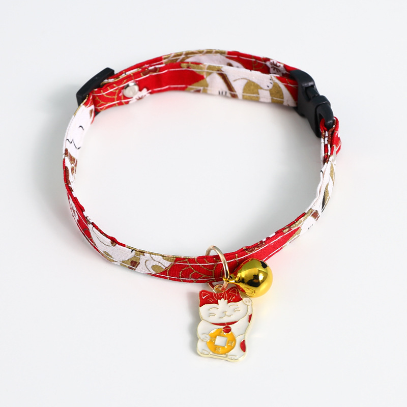 Colgante de campana de koi ajustable, collar de gato de la suerte, collar japonés, pedido, accesorios de comercio exterior, suministros para mascotas, perro, pato