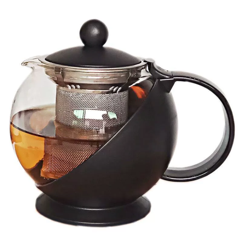 Glass teapot, big filter, flavored tea, red (black) tea
