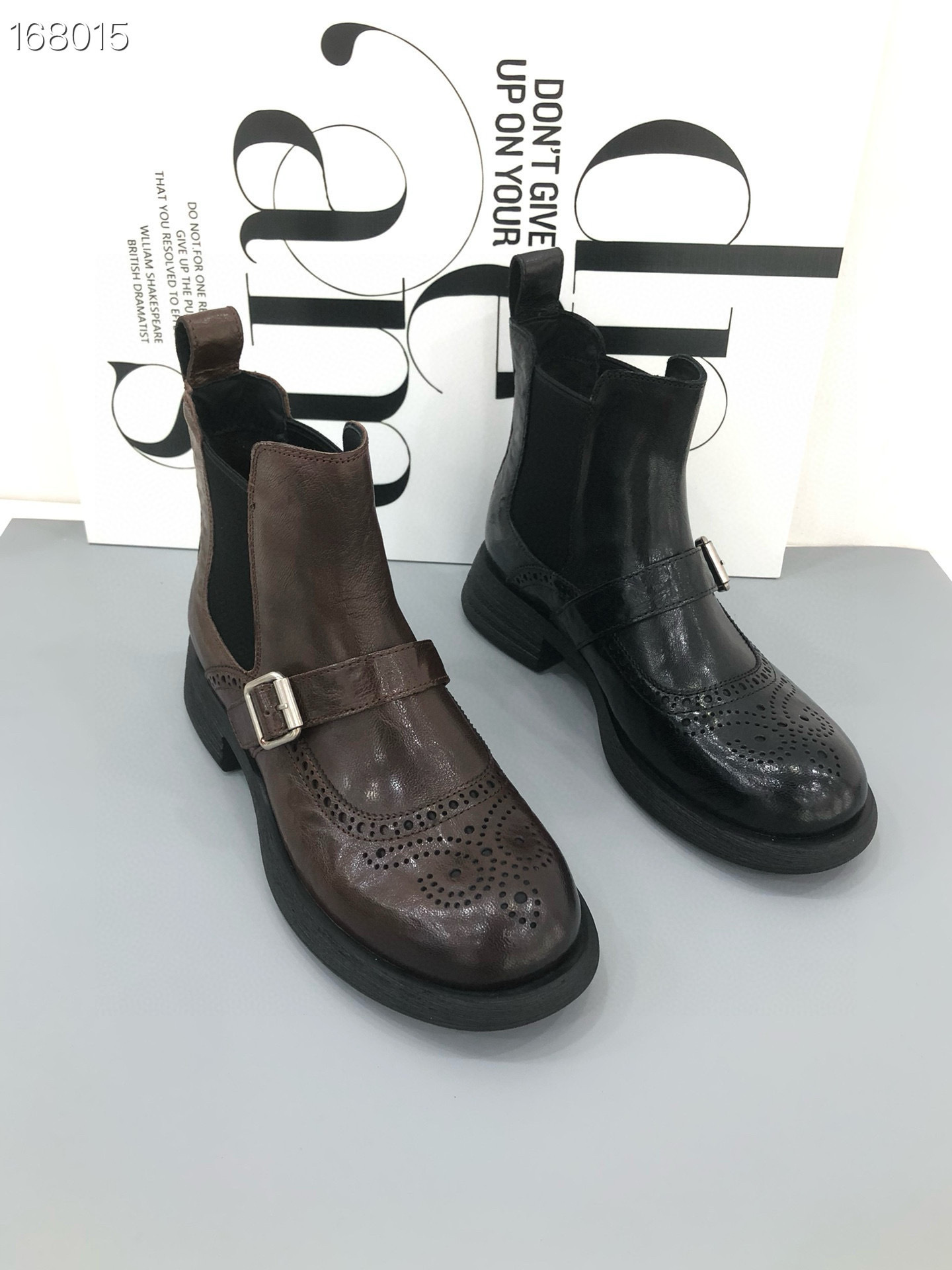 Boot Chelsea nữ da thật đế dày cổ ngắn gót vuông phong cách Anh — Màu đen chi tiết 6
