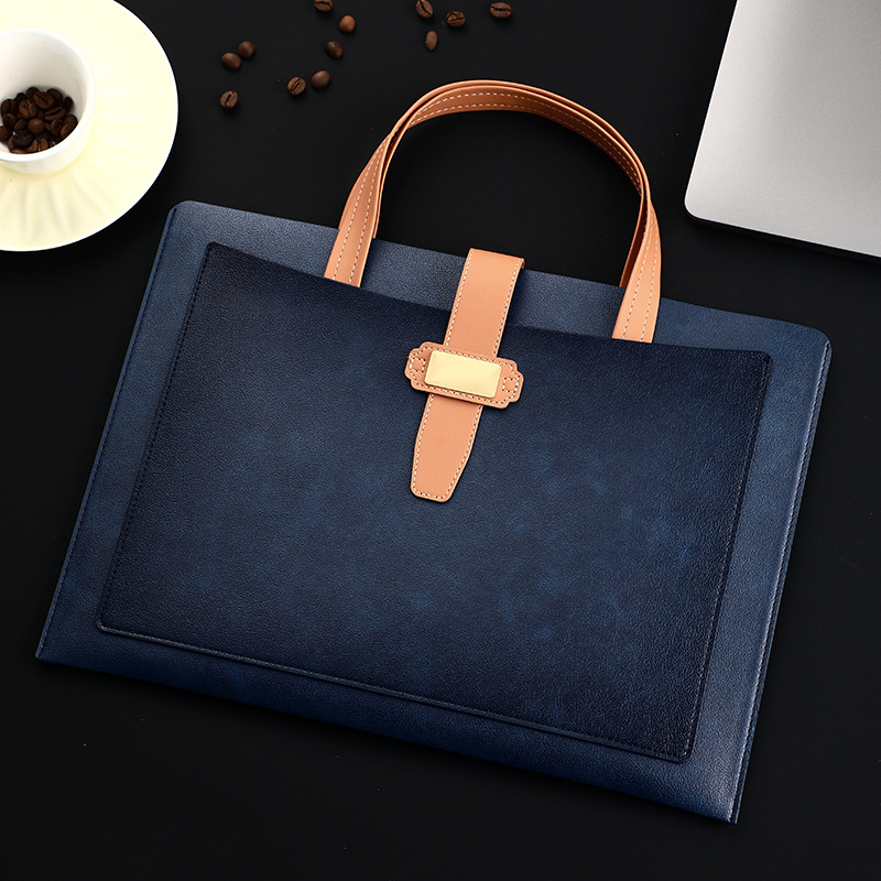 Bolsas de archivos transfronterizas a4 bolsas de archivos portátiles de cuero de negocios bolsas de archivos de contrato bolsas de archivo se pueden imprimir logotipos fijos