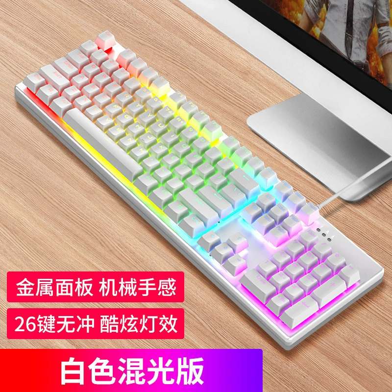 Wolverine F2028 Real Robotic Porta Metal Panel Game Eat Chicken Gaming Internet Cafe LOL keyboard