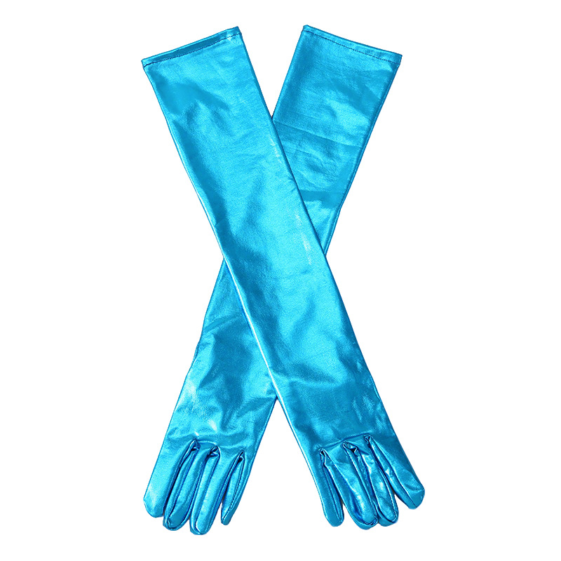 Guantes Largos de Charol para Mujer, 50 cm, Sexys, Elásticos, para Disfraces de Ópera, Cosplay, Color Oscuro