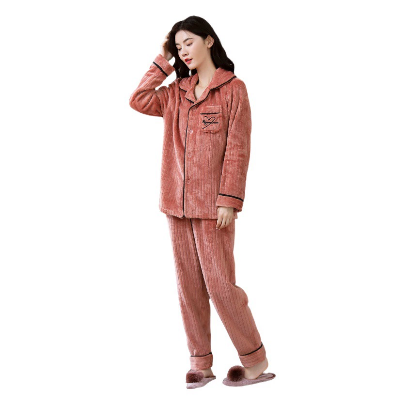 Новые фланелевые пижамы для женщин, теплые осенне-зимние повседневные мужские домашние костюмы из кораллового вельвета, оптом.