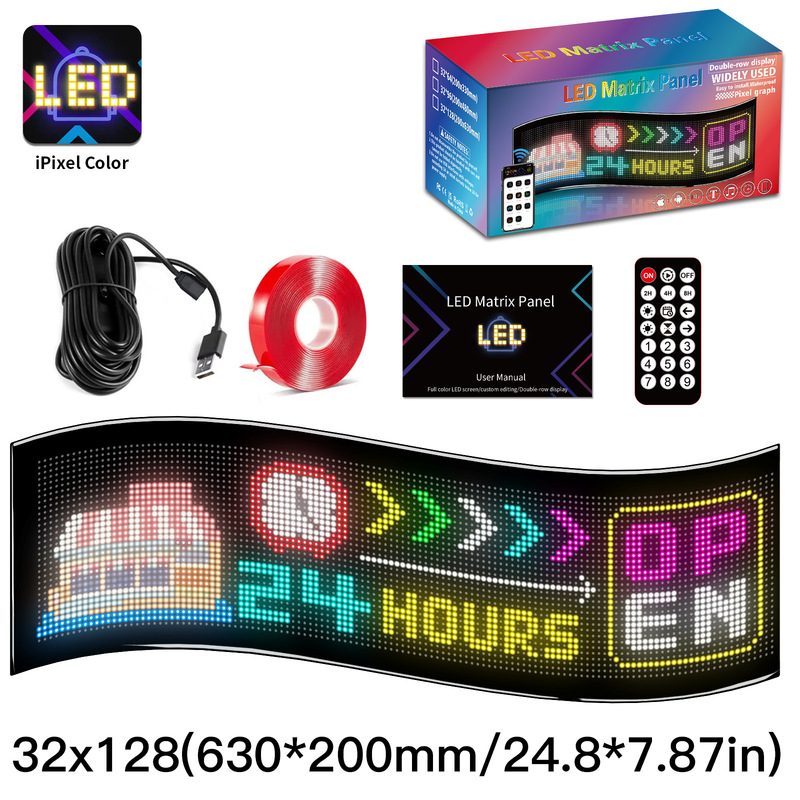 32*128LED ステッカースクリーンドアヘッドウィンドウフレキシブルスクリーンスマートカーステッカー複列屋外屋台スマートスクリーン|undefined