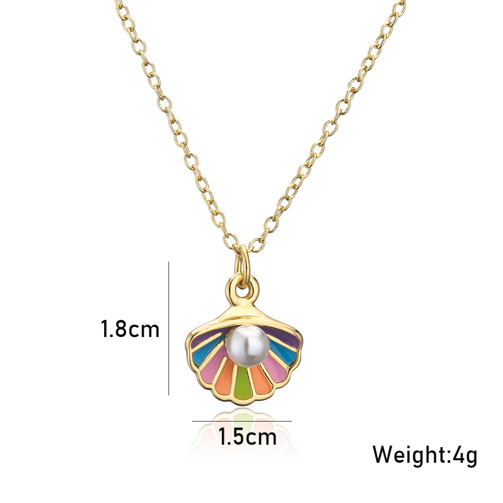 European and American drip oil shell shape pendant copper necklace