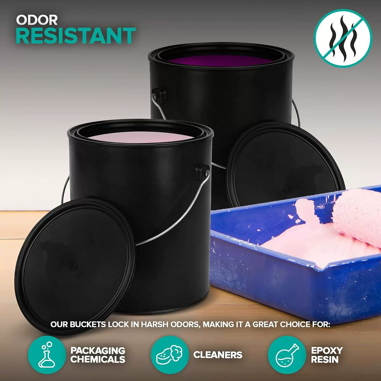 1GAL 黑色塑料罐 地板漆 油漆涂料桶不锈钢提手