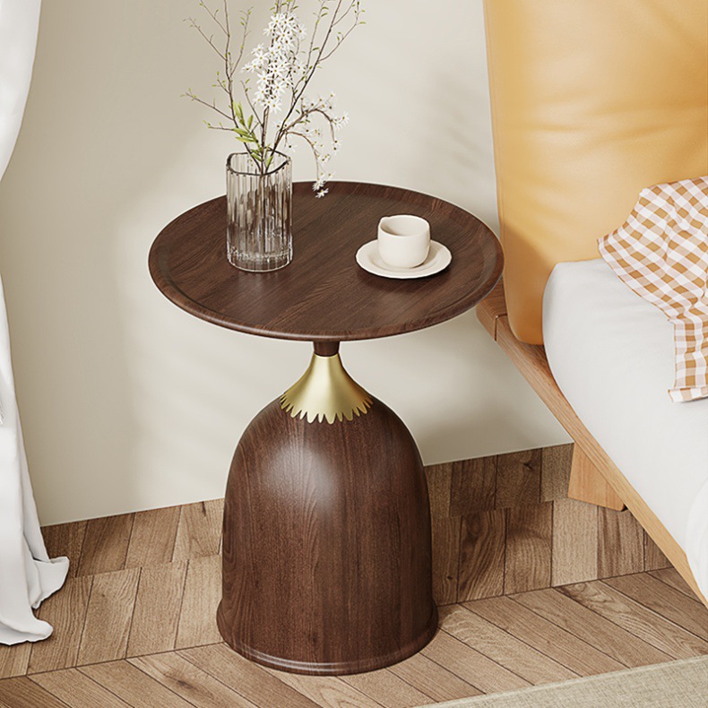 Comodino moderno minimalista piccolo con tavolino da caffè color noce per camera da letto e balcone_voghion.com