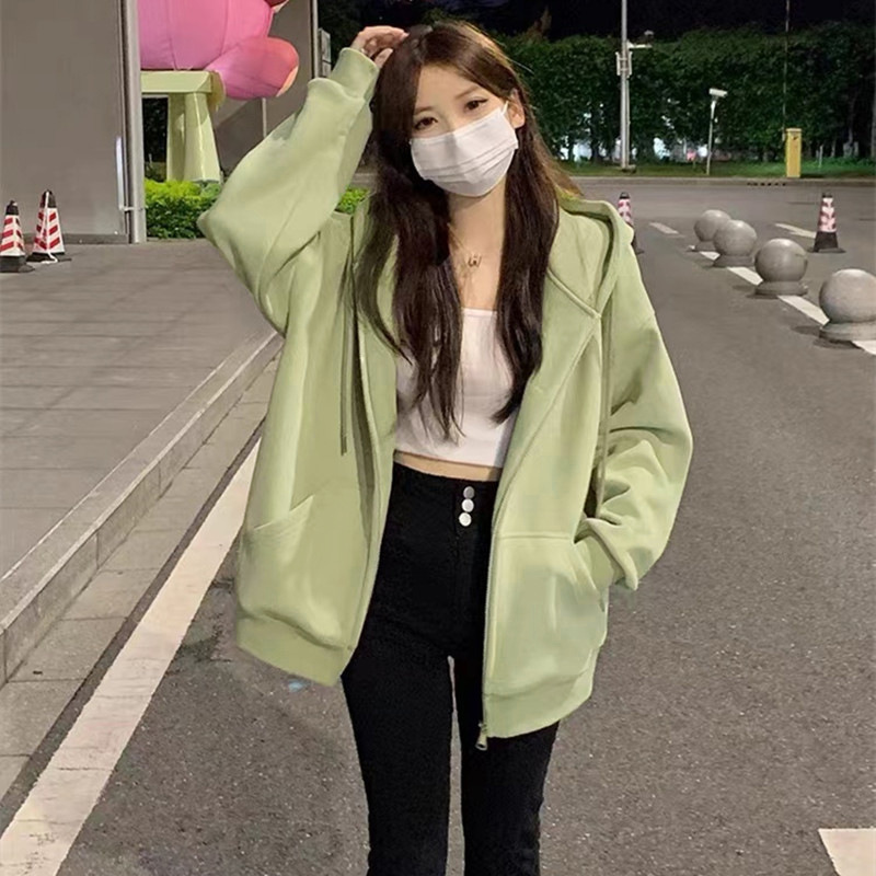 Early Autumn Sweatshirt Jacket for Women 2026 Spring and Autumn New Style Hooded Loose Casual Cardigan Thin Sports Fleece Top