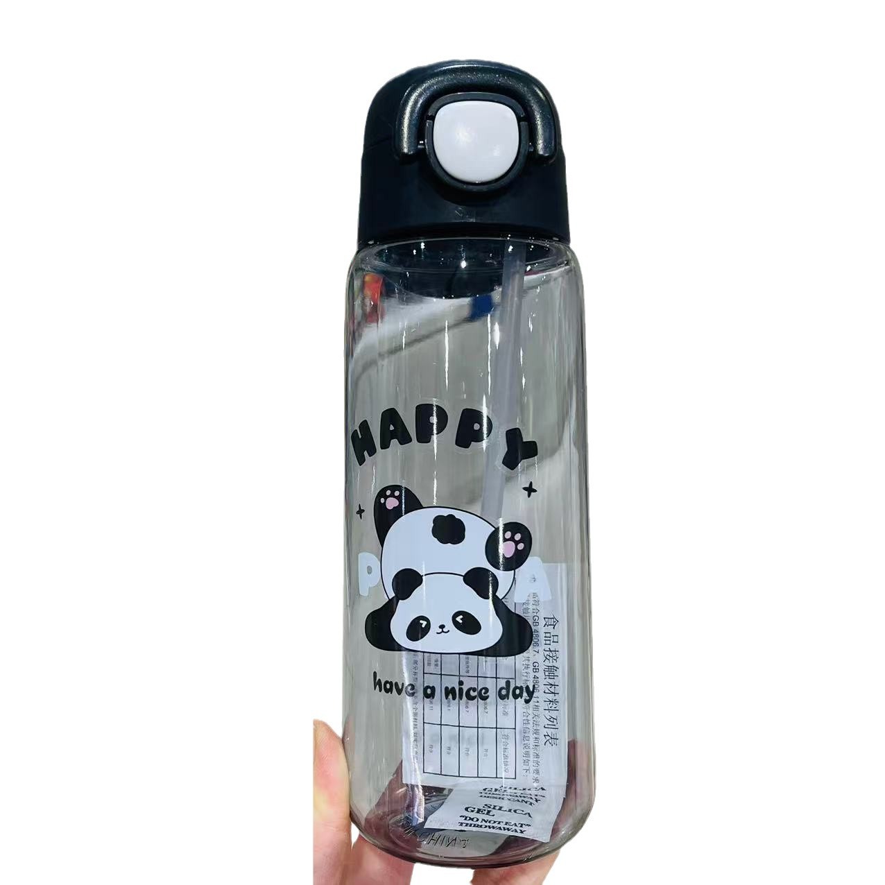 Jinshi Panda tazas de plástico tazas portátiles tazas de agua de niñas nuevas series de dibujos animados lindos tazas de paja de plástico estudiantes