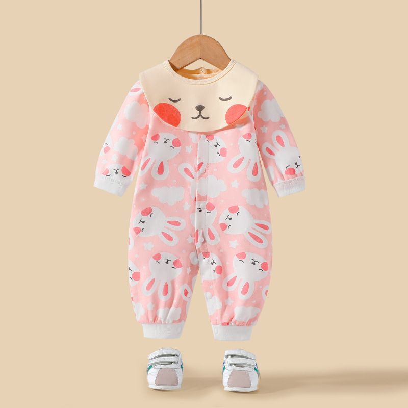 Bebé recién nacido mono puro algodón primavera y otoño hombre y mujer bebé mameluco babero mameluco ropa de luna llena 0-12month