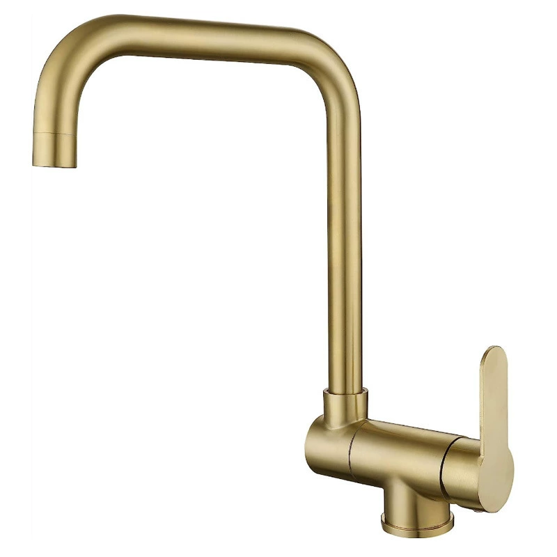 Stainless steel, hot and cold, turning turning, stacking cold and cold water faucet double rotation horizontal three -way side -opened vegetable basin faucet