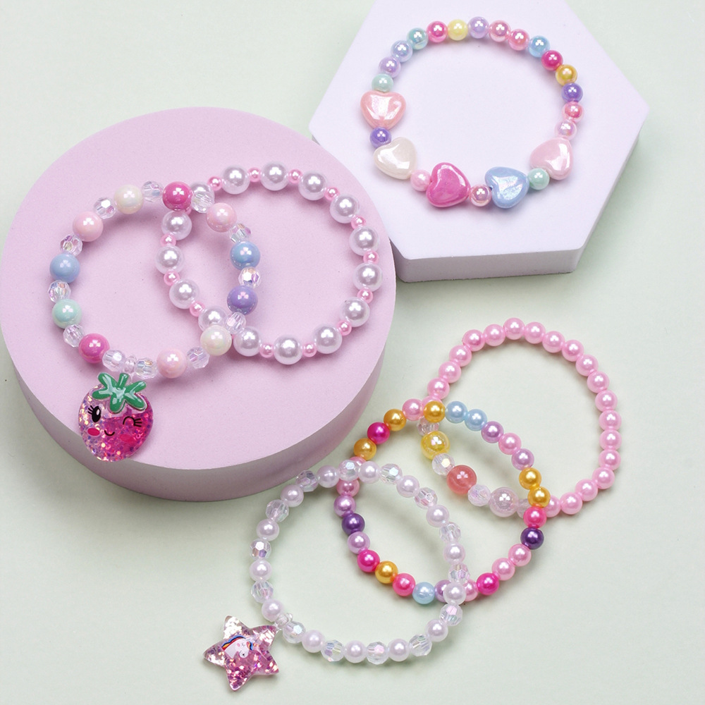 Fashion Letter Butterfly Plastic Beaded Kidu0027S Bracelets 6 Pieces