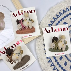 韓版新款森系布藝小兔子髮夾可愛卡通兒童對裝髮夾側邊碎發邊夾