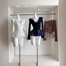 【赋绅】 秋新法式温柔领欲重工钉珠吊带背心针织开衫女两