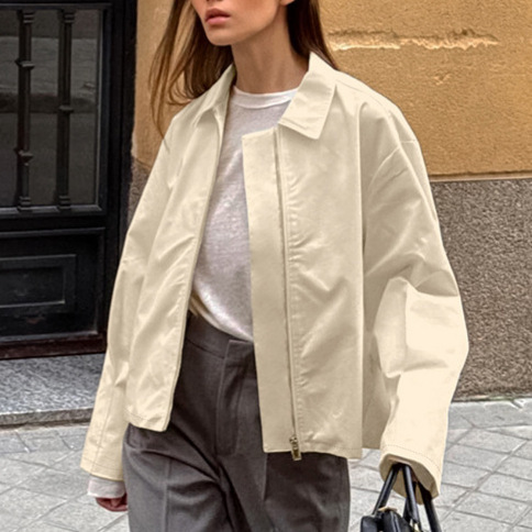 American High-End Pure Cotton Apricot Windbreaker Jacket for Women 2025 Autum New Fashion Casual Loose Versatile Cardigan American High-End Pure Cotton Apricot Windbreaker Jacket for Women 2025 Autum New Fashion Casual Loose Versatile Cardigan