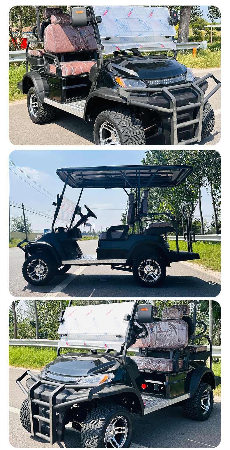 Electric Golf Cart Tourist Attraction Four-Wheel Sightseeing Car Factory Direct Sales Foreign Trade Export 4 Seats Cross-Border