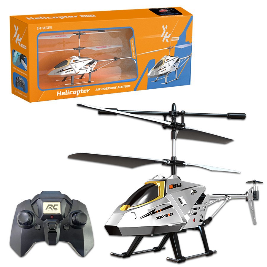 3.5-channel alloy remote control helicopter, fixed height, silver [english window small package]