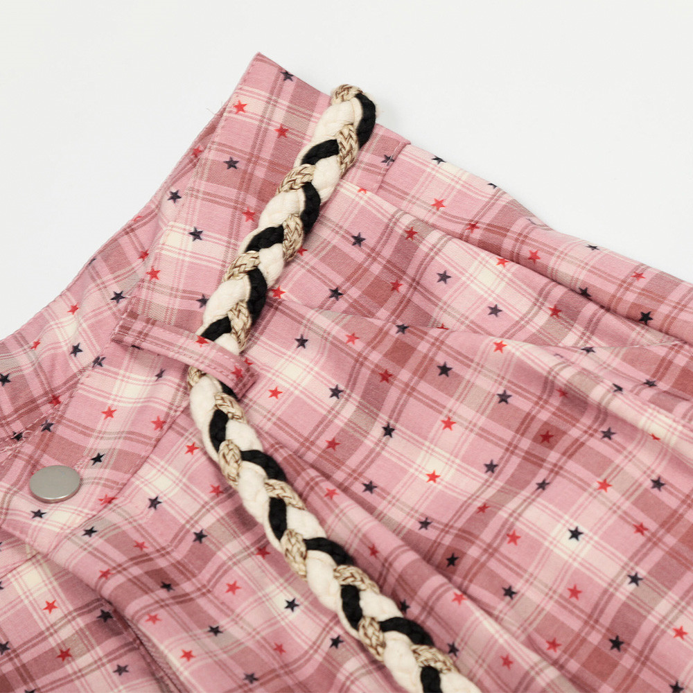 Loose Fit Plaid Scimitar Pants With Drawstring, Unique Niche Design, Checkered Casual Trousers For Men_voghion.com