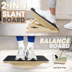 木製ストレッチボード2in1斜板、ふくらはぎストレッチ器具、調節可能なふくらはぎストレッチボード、スクワット傾斜板