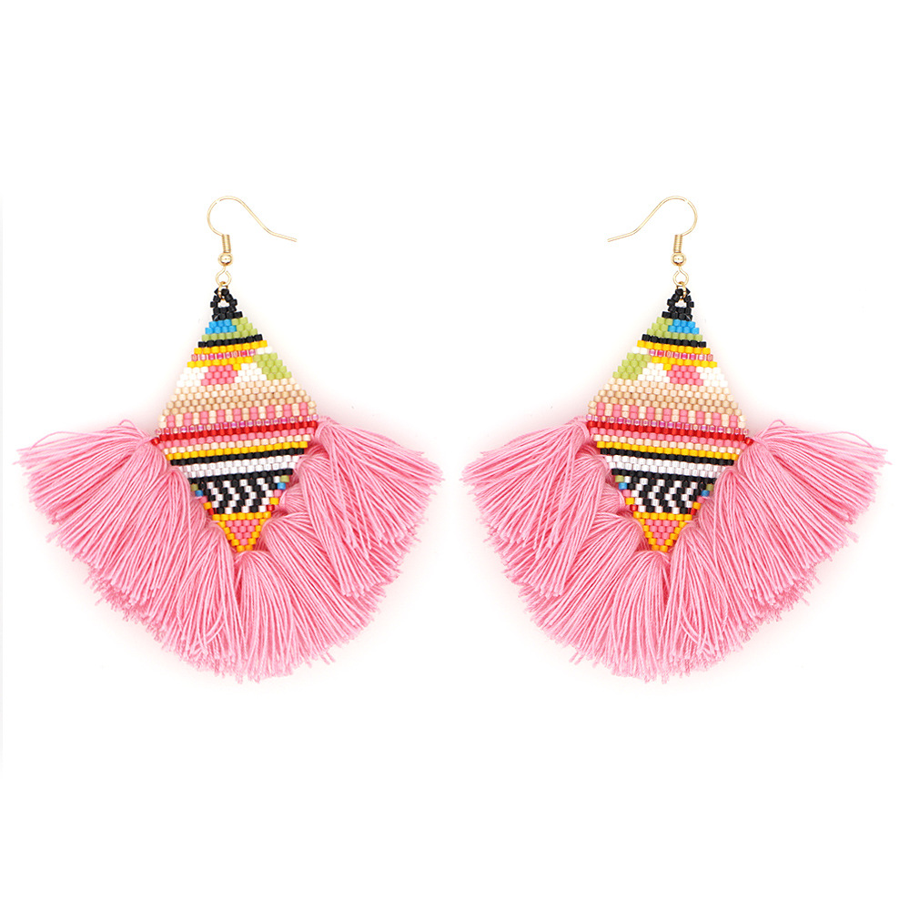 Cross-border Miyuki Bead Hand-woven Indian Ethnic Style Furry Big Circle Exaggerated And Personalized Earrings For Women display picture 10