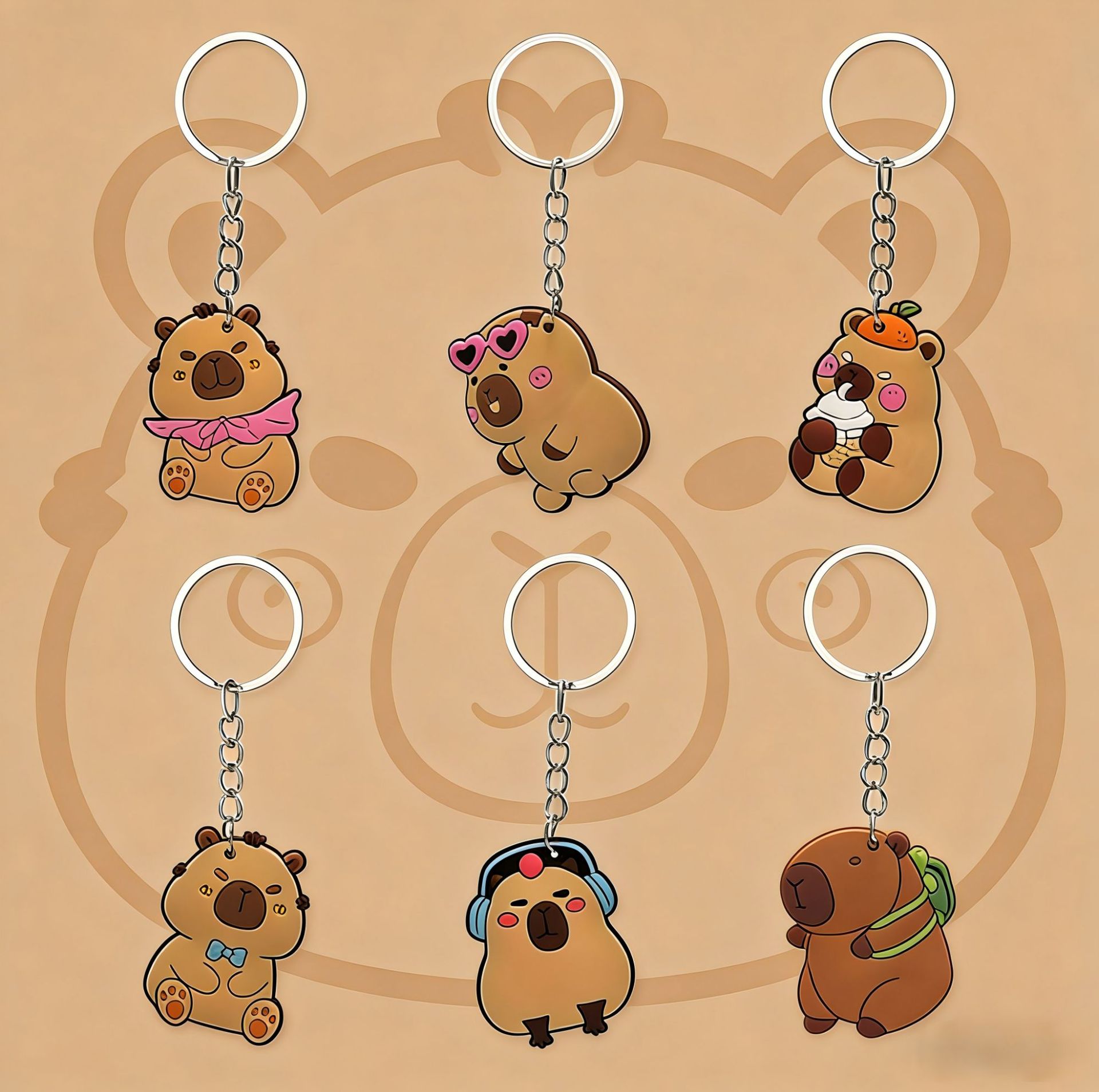 Llavero de capibara transfronterizo, bonito y de dibujos animados para niños, accesorio colgante para coche o bolso, venta al por mayor pequeña
