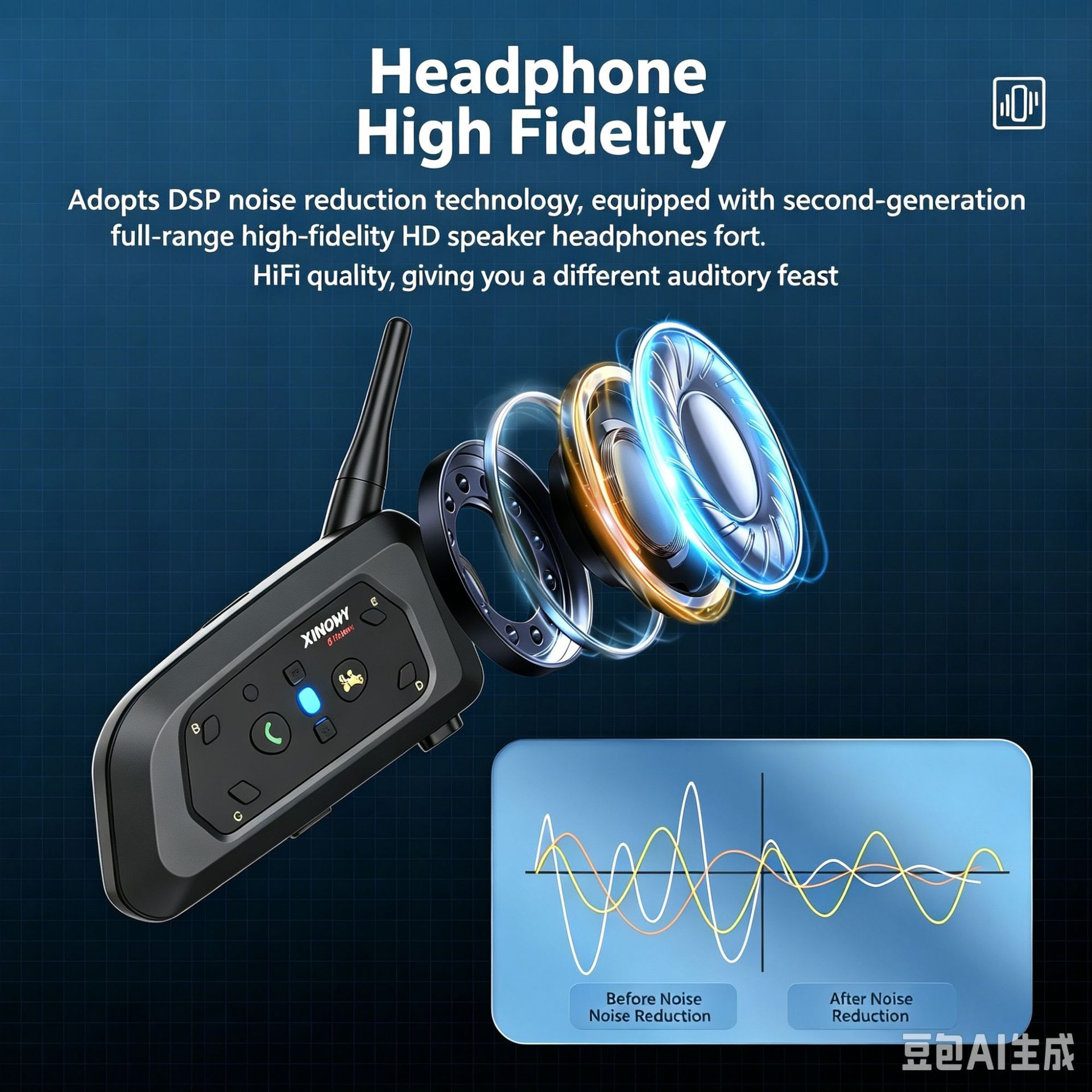 Xinowyv6Pro Motorcycle Helmet Bluetooth Headset 2-Person Intercom Helmet Intercom 3.5Mm/Typec Interface