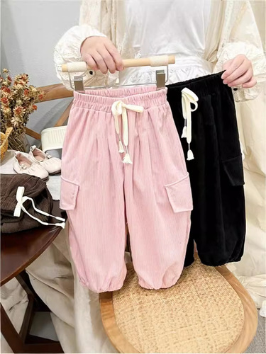 Autumn and Winter Children's Work Pants Korean Style Baby Pants without Pockets for Girls and Boys Casual Pants Versatile Sports Pants for Young Children