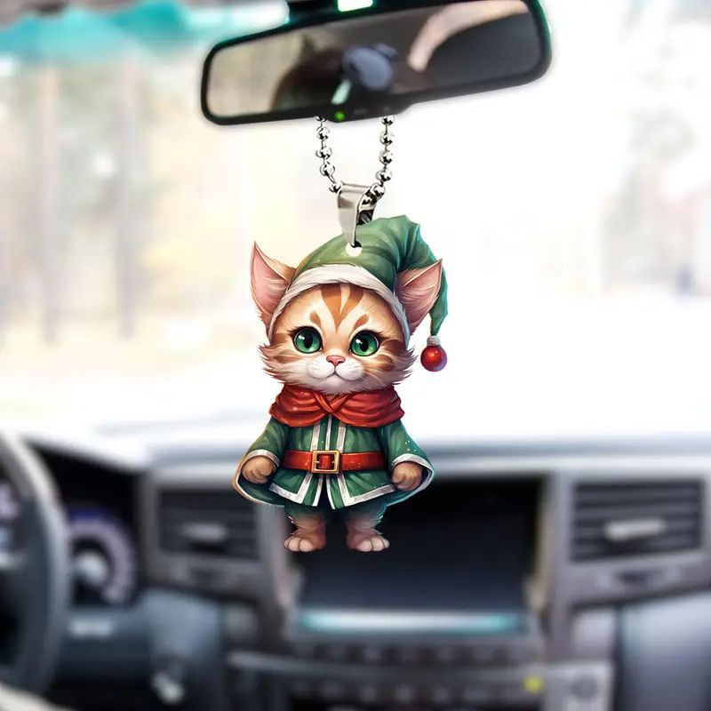 Cross-border nuevo adorable gatito colgante acrílico plano de vacaciones colgante de espejo retrovisor de automóvil colgante de llavero colgante