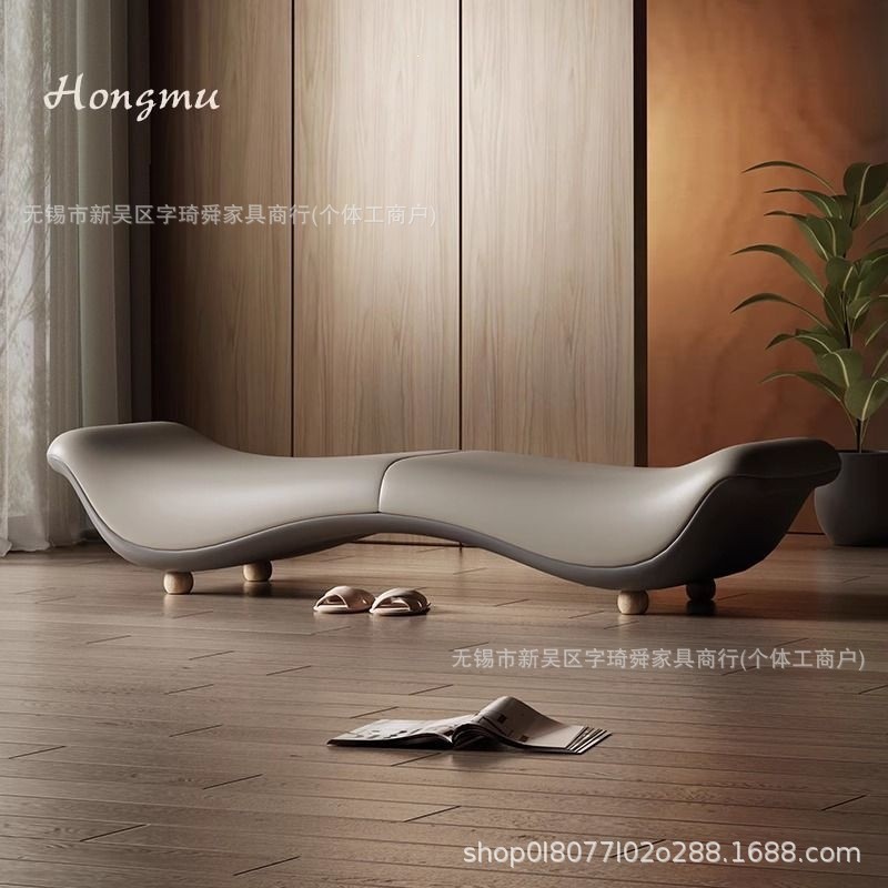 High-end genuine leather bed end bench, corridor shoe changing bench, 2026 new model designer original high-end long bench for the bedside