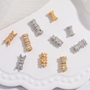 S925 Silver Zirconium Rotary Turnbuckle Pearl Buckle Double-layer Small Waist DIY Necklace with Receiving Tail Buckle SK87