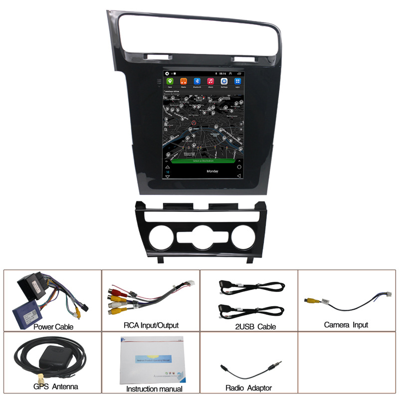 Aplicable a 14-18 Volkswagen Golf 7 pantalla vertical Android inteligente coche navegación central control pantalla revertir imagen