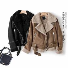 西班牙尾单撤柜尾货欧美风皮毛一体仿羊羔毛保暖外套机车服女