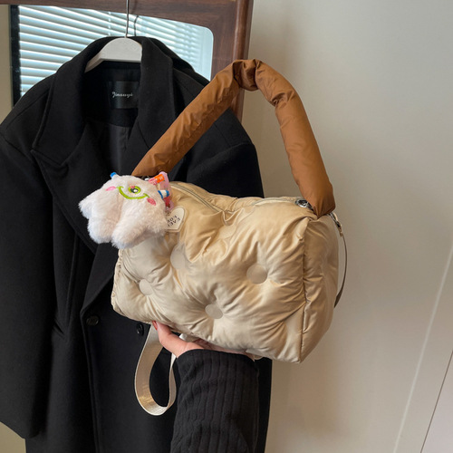 Cross-border winter down jacket bag for women, new soft girl cheese bag, handbag, internet celebrity pillow bag, shoulder crossbody bag