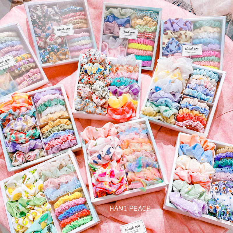 3366 花中笑.韩国ins网红少女水果印花布艺大肠发圈头绳发绳礼盒|ms