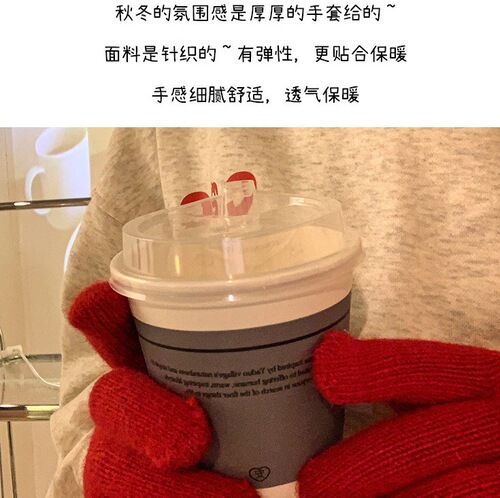 Pure Color Knit Gloves for Women - Winter Windproof Riding Warmth Cold Protection Finger Separation Student Riding Gloves Korean