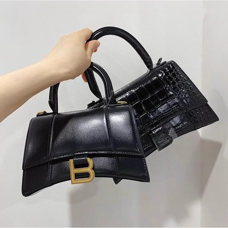 Cross-border Bag New Style Leather Bag High-end Cowhide Handbag Women's High-end Crocodile Hourglass Bag Crossbody Bag