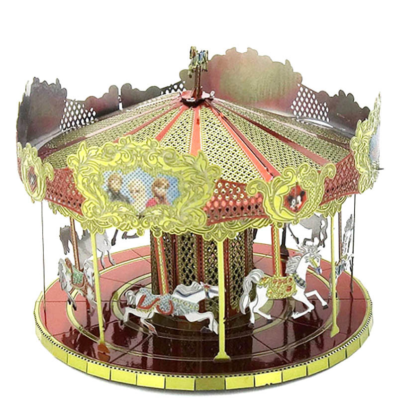 Modelo loco carrusel todo metal acero inoxidable modelo de ensamblaje de bricolaje juguete de rompecabezas tridimensional sin pegamento